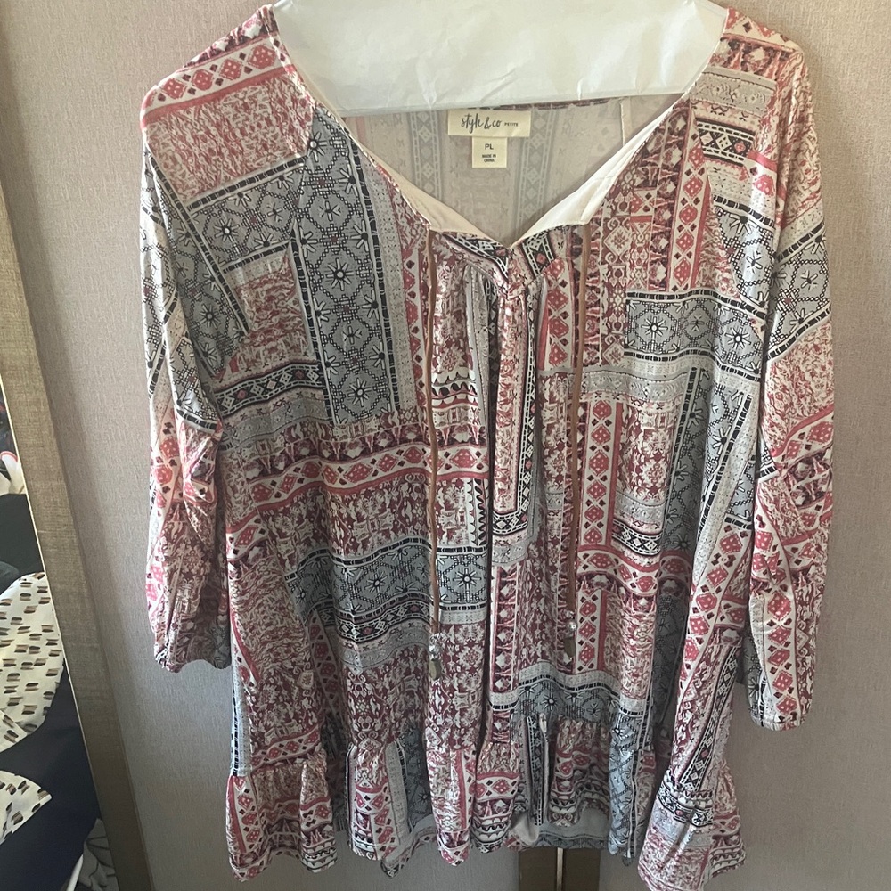 FINAL MARKDOWN Vintage Style & Co. Women's peasant style Patterned Blouse lp